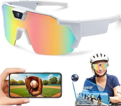 Produktbild von Draagbare HD-Video-Ausführung, unisex, weiß, Outdoor-Sportbrille, Fahrradschutzbrille.