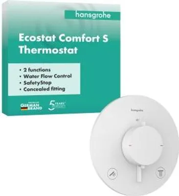 Imagen del producto de hansgrohe Ecostat Comfort S, termostato empotrado para 2 salidas, color blanco mate