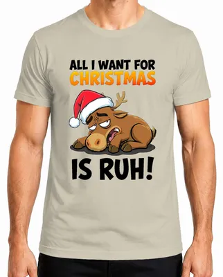 Productafbeelding van "All I Want For Christmas Is Ruh" - Grappig kersttrui voor heren, met afbeelding van een rendier, natuurmotief, maat XXL