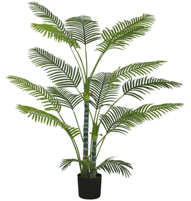 Image de Palmier artificiel avec 16 feuilles, idéal pour l'intérieur et l'extérieur | Couleur : Vert