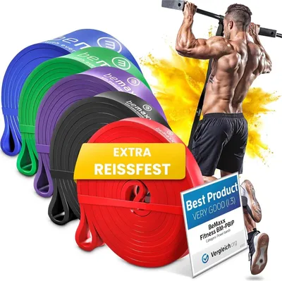 Image de BeMaxx Lot de 5 bandes de fitness Pull Up Resistance Band Aide à la traction