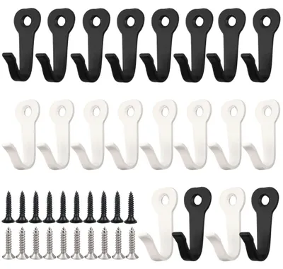 Wandhaken-Set 20 Stück, Metall, schwarz/weiß, 40x16x20 mm