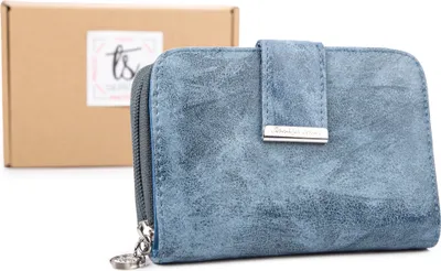 Produktbild von Jennifer Mittelgroße Jones Damen Portemonnaie Geldbörse mit Münzfach mit Reißverschluss Blau