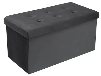 Produktbild von Aufbewahrungshocker - Bettbank - Faltbar - Stauraum - Abnehmbarer Deckel - Gepolsterte Sitzfläche - 76 x 38 x 38 cm - Grauer Samt