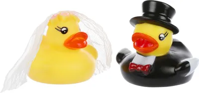 Produktbild von FunX Badeenten Hochzeitspaar 2er Set Quietscheenten Brautpaar Hochzeitsgeschenk