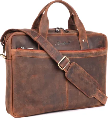 Produktbild von Benthill Laptoptasche Echt Leder I Aktentasche für Laptop I Umhängetasche für Notebook I Damen und Herren Tasche I Echtleder Notebooktasche