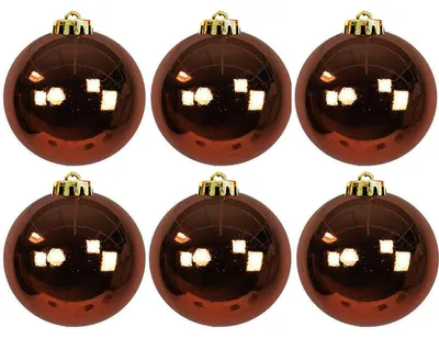 Image de 6 boules d'arbre de Noël XL Boules d'arbre de Noël brunes Ø 15cm