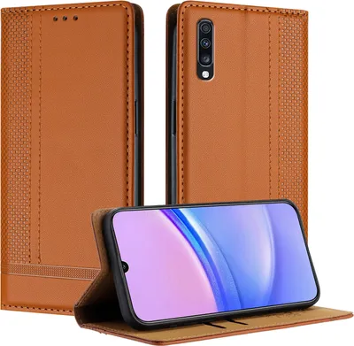 Image de Etui pour Samsung Galaxy A70 A70S étui en cuir avec fonction stand Marron