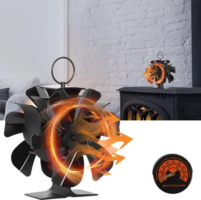 Produktbild von Eikuavons Kaminofen Ventilator StoveFan kaminventilator 12 Flügel Stromloser Herd Lüfter