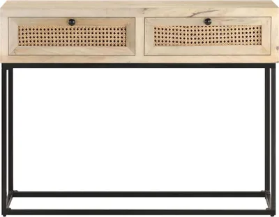 Obrázok produktu pre vidaXL Konzolový stôl 100x35x76 cm Mango masívne drevo a prútie