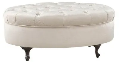 Immagine prodotto di Sgabello in pelle Sgabello rotondo Sgabello Chippendale Ottomana classica - Modello V-Ottomana