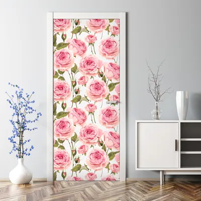 Produktbild von Dekorative Türposter selbstklebend Klebefolie Wandaufkleber Türaufkleber Weiße Rosen grau 70 x 200 cm