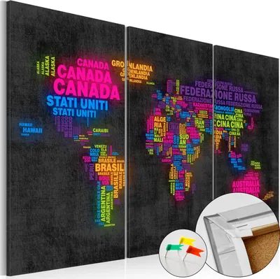 Immagine prodotto di Quadro in sughero non tessuto - Mappa del Mondo 120x80 cm mappe k-C-0046-p-a