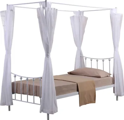 Immagine prodotto di Letto a baldacchino 90 x 200 cm in metallo, collezione AMORE, colore bianco – 208 x 190 x 96 cm