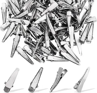 Image de 100 barrettes argentées, barrettes pour femmes, barrettes argentées, accessoires de coiffure, pinces, coiffure pour filles, à faire soi-même