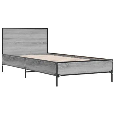 Produktbild von Bettgestell Grau Sonoma 75x190 cm Holzwerkstoff und Metall