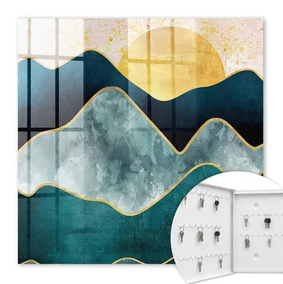 Produktbild von Metall Schlüsselkasten 30 x 30 cm - weißer Schlüsselschrank zur Wandmontage - wandhängende Schlüsselbox mit Tür - nach links öffnend - Schlüsselaufbewahrung für Flur - Büro - Arbeitszimmer - Werkstatt - Garage - Bergabstraktion