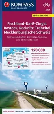 Immagine prodotto di KOMPASS Carta ciclistica 3369 Fischland-Darß-Zingst, Rostock, Recknitz-Trebeltal, Meclemburgo Svizzera 1:70.000