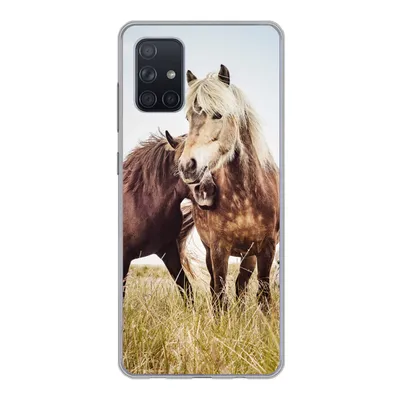 Produktbild von MuchoWow® Handyhülle Schutzhülle Hülle für Samsung Galaxy A51 Pferde - Gras - Frühling Silikon Softcase Handy Hülle - Schutzabdeckung