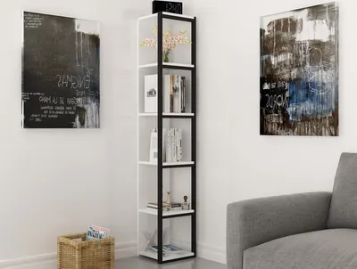 Produktbild von Skye Decor, Texas - Black, White, Bücherregal, Schwarz, 100 % MELAMINBESCHICHTETE SPANPLATTEN, 33,7 x 29,5 x 180 cm