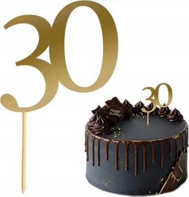 Immagine prodotto di Decorazione per torta: numero 30, cifre per compleanni e anniversari, ORO