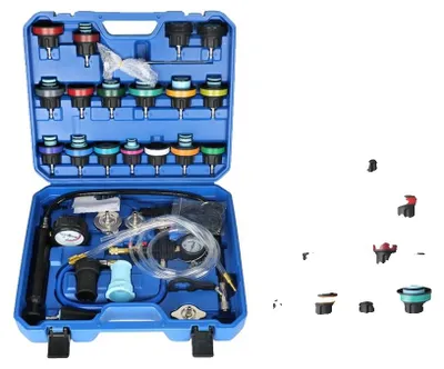 Immagine prodotto di Set per il controllo della pressione del liquido di raffreddamento, 28 pezzi, rilevamento perdite integrato, tecnologia di riempimento sotto vuoto, , compatibilità multifunzionale