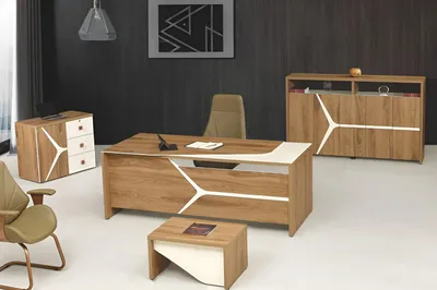 Produktbild von Komplettbüro Schreibtisch Büro Bürotisch Set 4tlg Holz Braun Modern