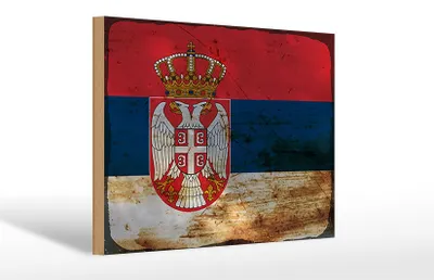 Produktbild von Holzschild Flagge Serbien 30x20cm Flag of Serbia Rost