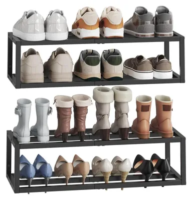Produktbild von Schuhregal Wandmontage 2er Set Metall Schwarz für 12-16 Paar Schuhe