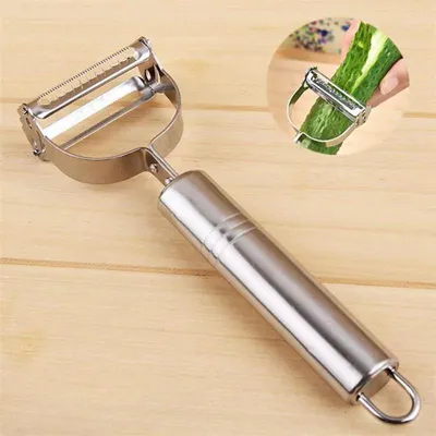 Produktbild von 3er Set Gemüseschäler 2in1 Kartoffelschäler Obstschäler Edelstahl Klinge rutschfester Griff Küchen Reibe 18cm für Gemüse Obst Küche