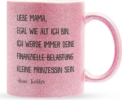 Produktbild von 22Feels Glitzertasse Pink Mama Geschenk von Tochter Muttertag Geburtstag Mutter Weihnachten Frauen Kaffeetasse Haferl Geschenkidee Bürotasse