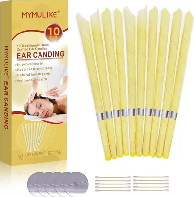 Immagine prodotto di Set di candele per le orecchie, biologiche, in cera d'api naturale, confezione da 10 pezzi