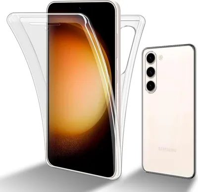 A clear protective phone case is shown in front of a smartphone, with another phone case shown to the right.