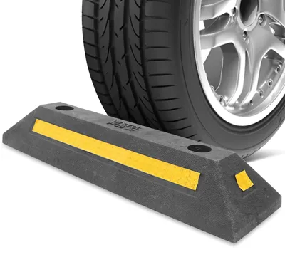 Parkplatzstopper aus Gummi mit reflektierenden Streifen, 50x14x7,8 cm, schwarz