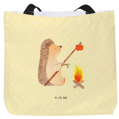 Produktbild von Mr. & Mrs. Panda Stoffbeutel Igel Grillen - Gelb Pastell - Geschenk, Strandtasche, Spruch, Ziele, Einkaufstasche, Tasche, Schultasche, Pandatasche, Motivation, Arbeitslos