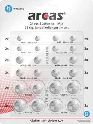 Produktbild von ARCAS AG+CR Knopfzellenset 24-tlg. BP24