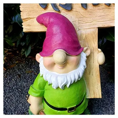 Produktbild von Gartenfigur, Gartenzwerg mit Schild, 42 cm, wetterfeste Dekoration für den Garten