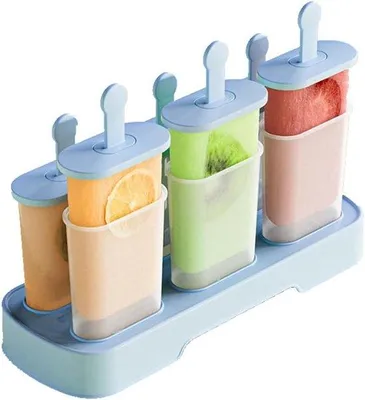 Image de Lot de 6 bacs à glaçons en plastique, bleu