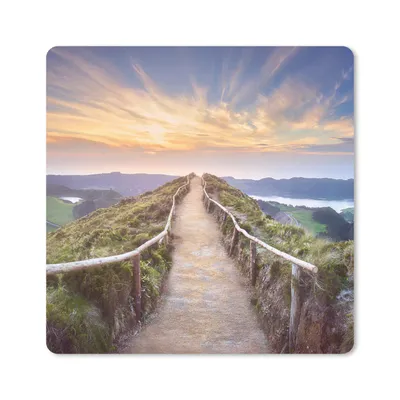 Produktbild von MuchoWow® Mauspad Mousepad Berge - Natur - Weg 30x30 cm - Mousepads - Maus Mat - Pad - Mausunterlage - Gaming