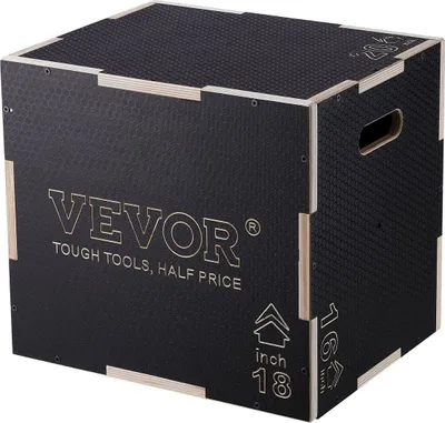 Immagine prodotto di Box per salti pliometrici 3 in 1, box pliometrico in legno da 20/18/16 pollici, piattaforma e box per salti di agilità, box antiscivolo per esercizi di fitness per allenamenti in palestra domestica, allenamento di forza e condizionamento, nero