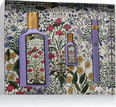 Produktbild von Gucci Parfümset Flora Gorgeous Magnolia Eau de Parfum für Damen, 3 Teile (100ml + 5ml & 10ml), blumiges Chypré