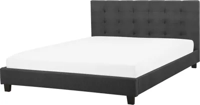 Obrázek produktu pro BELIANI postel Tmavě šedá čalouněná 160 x 200 cm s prošívaným rámem čela