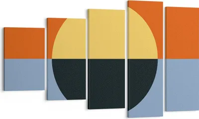 Produktbild von Bild auf Leinwand - Leinwandbild - 5 Teile - Abstraktion Halbkreis Kontrast - 100x60cm - Wand Bild - Wanddeko - Wandbilder - Leinwanddruck - Bilder - Wanddekoration - Leinwand bilder - EG100x60-4604
