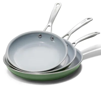 Obrázek produktu pro Sada hrnců s nepřilnavým povrchem, keramická, vhodná pro indukční vařiče, 3 kusy (20, 24, 28 cm), zelená, bez obsahu