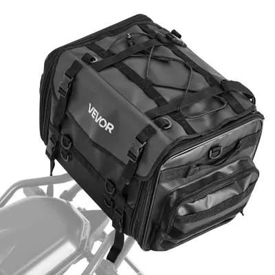 Obrázok produktu pre VEVOR Motocyklová zadná taška (40–60 l) s nepremokavým krytom proti dažďu, úložný priestor na motocykel, taška na nosič s ramenným popruhom a elastickou šnúrkou, motocyklová batožina – čierna