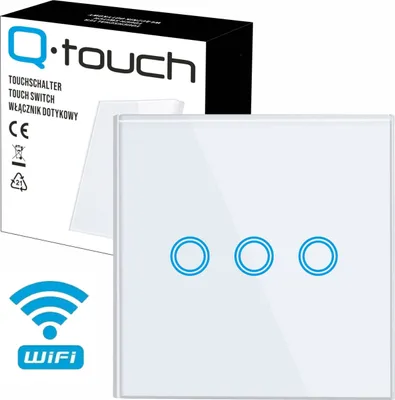 Produktbild von Glas Touch Lichtschalter Wandschalter WIFI 3-Fach Schalter LED weiß mit WLAN und Fernbedienungsfunktion