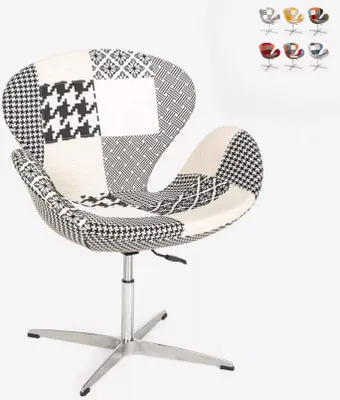 Produktbild von Drehbarer Stuhl Sessel im Patchwork Stil höhenverstellbar Stork - Patchwork 5