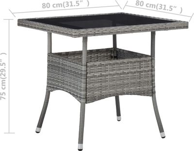 vidaXL Garten-Esstisch Grau Poly Rattan und Glas