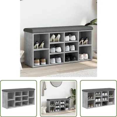 Obrázok produktu pre The Living Store Lavica na topánky betónová sivá 102x32x50 cm Materiál na báze dreva