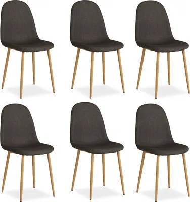 Image de Chaise Salle à Manger Lot de 6 Anthracite Design Moderne Chaises de Cuisine Chaises pas Cher Fauteuil Rembourrée